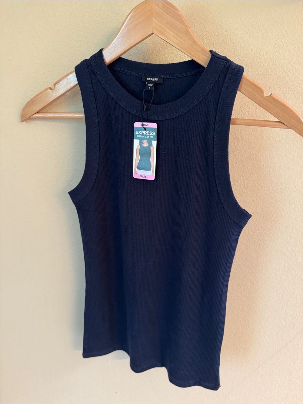 Express Women's Black Ribbed Crew Tank